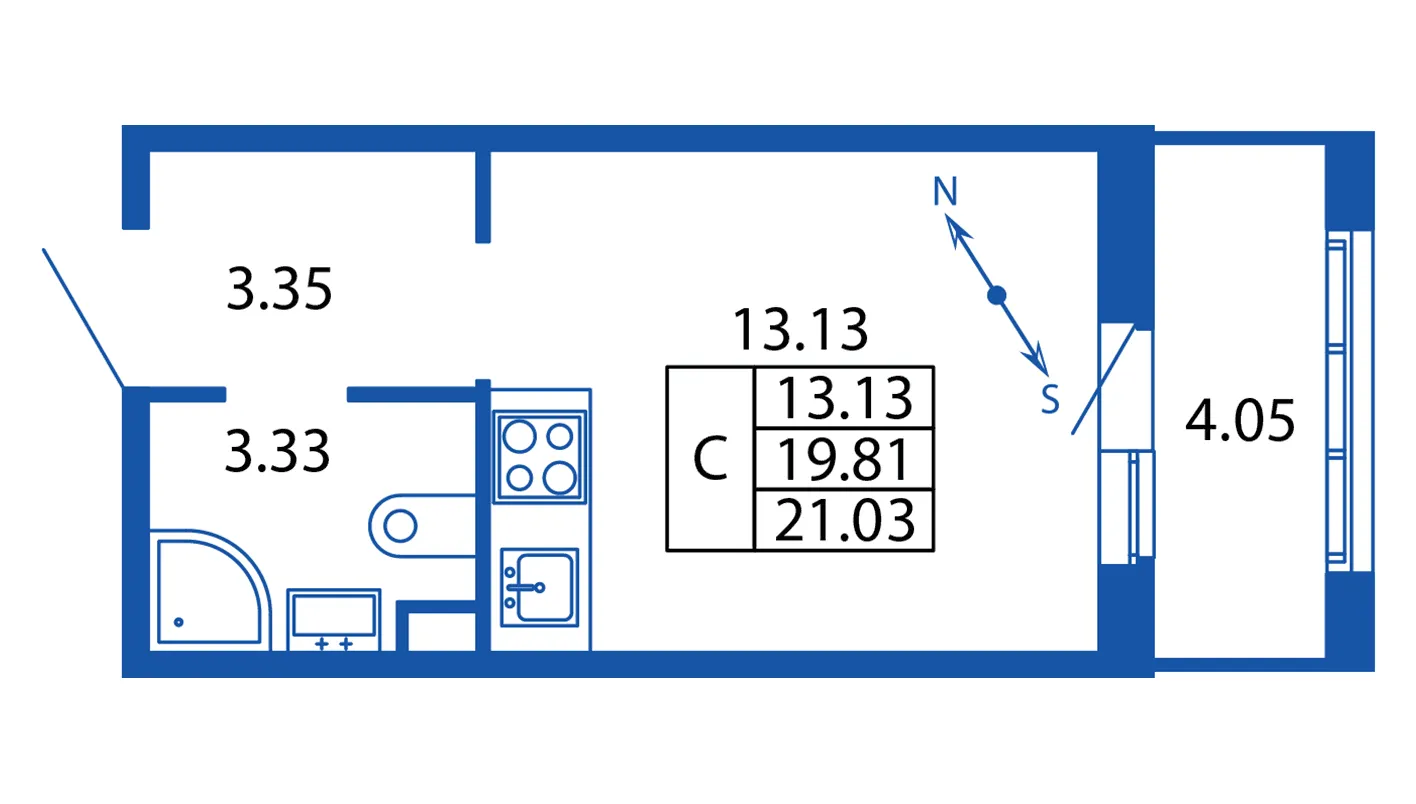 Квартира-студия, 19.81 м² в ЖК "Полис Приморский 2" - планировка, фото №1