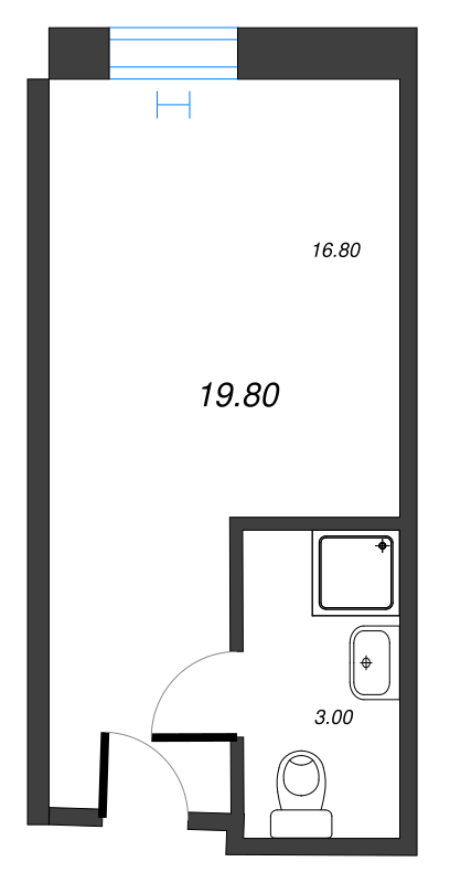 Квартира-студия, 20.23 м² - планировка, фото №1