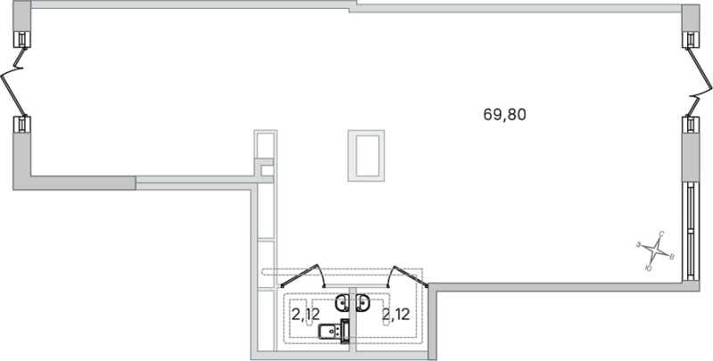Помещение, 74.04 м² в ЖК "Дубровский" - планировка, фото №1