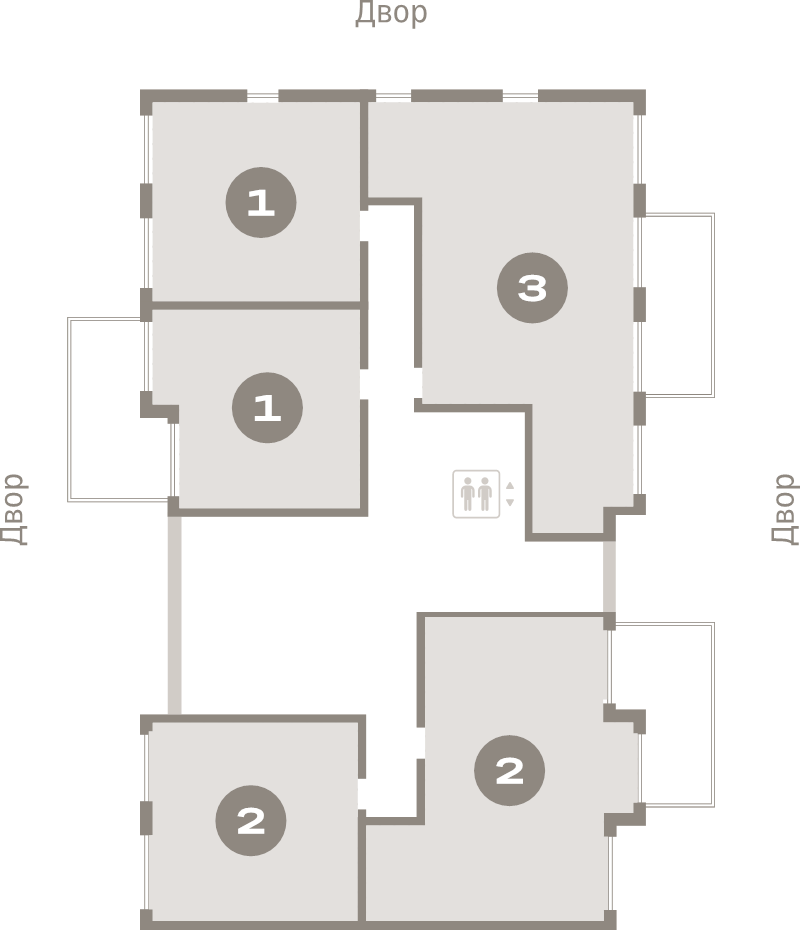 4-комнатная (Евро) квартира, 96.1 м² в ЖК "Брусника в Новоселье" - планировка этажа