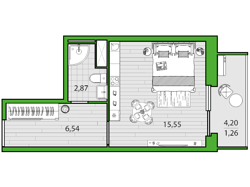 Квартира-студия, 25.7 м² - планировка, фото №1