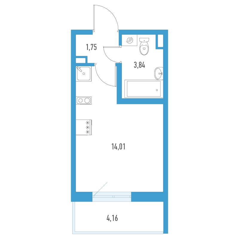 Квартира-студия, 20.85 м² в ЖК "Аэросити" - планировка, фото №1