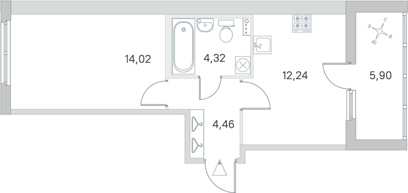 1-комнатная квартира, 35.04 м² в ЖК "Любоград" - планировка, фото №1