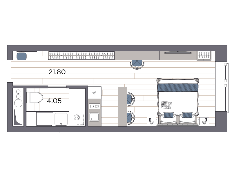 Квартира-студия, 25.85 м² в ЖК "Ladozhsky AVENIR" - планировка, фото №1