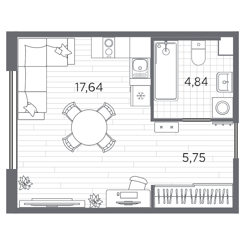 Квартира-студия, 28.23 м² в ЖК "PLUS Пулковский" - планировка, фото №1