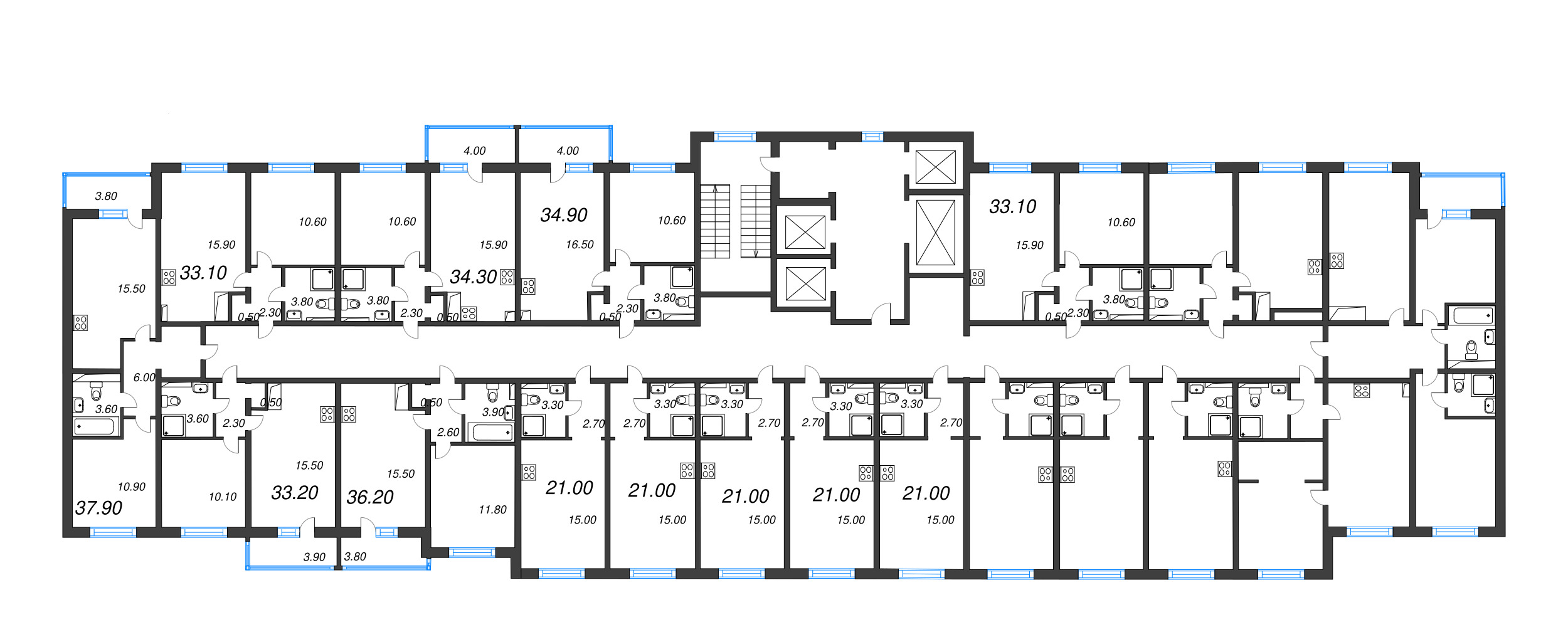 Квартира-студия, 21 м² в ЖК "Зеркальный ручей" - планировка этажа