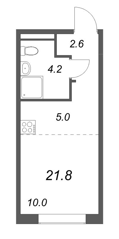 Квартира-студия, 21.8 м² в ЖК "Пулково Lake" - планировка, фото №1