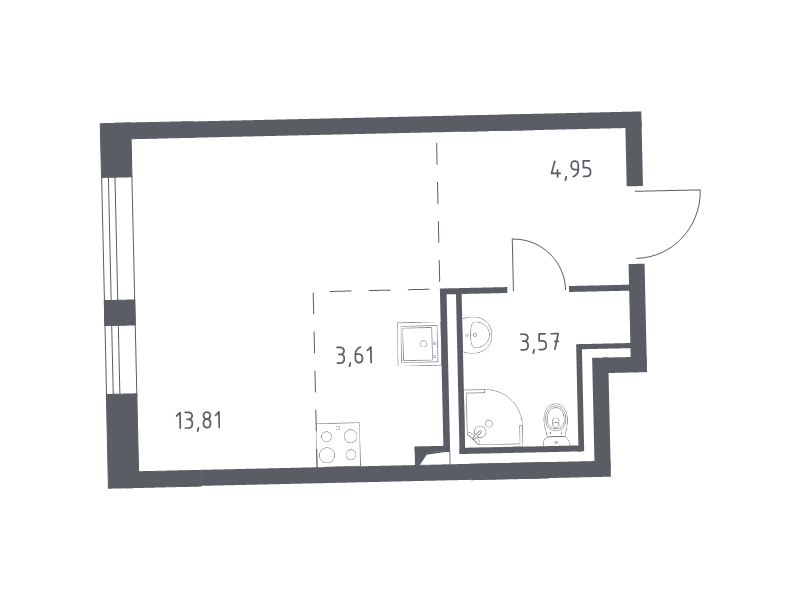 Квартира-студия, 25.94 м² - планировка, фото №1
