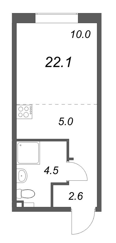 Квартира-студия, 22.1 м² в ЖК "Пулково Lake" - планировка, фото №1