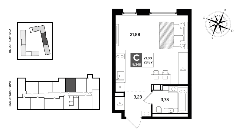 Квартира-студия, 28.89 м² в ЖК "Догма Юкки 2" - планировка, фото №1
