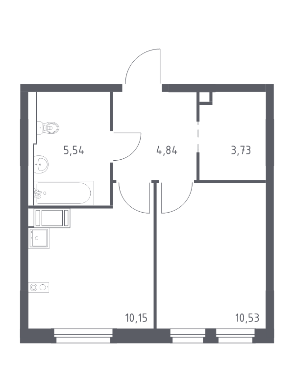 1-комнатная квартира, 34.79 м² в ЖК "Новое Колпино" - планировка, фото №1