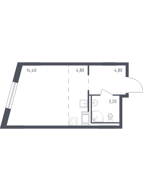 Квартира-студия, 27.2 м² в ЖК "Курортный Квартал" - планировка, фото №1