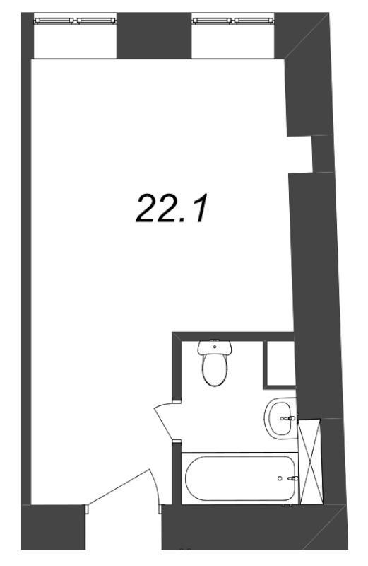 Квартира-студия, 22.1 м² в ЖК "Тележная 21-29" - планировка, фото №1