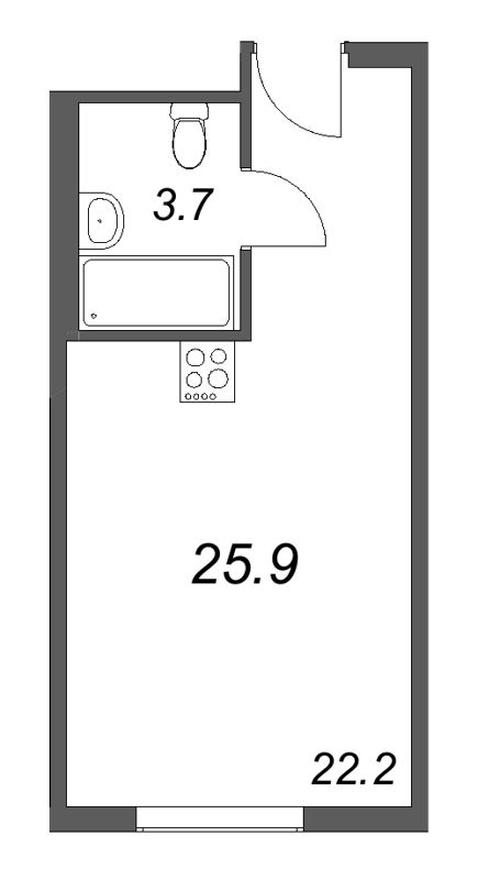 Квартира-студия, 25.9 м² в ЖК "ARTSTUDIO M103" - планировка, фото №1