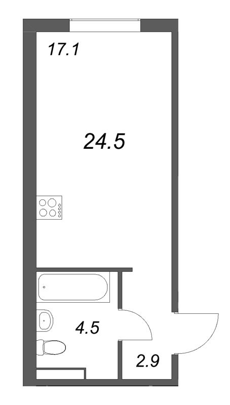 Квартира-студия, 24.5 м² в ЖК "Пулково Лейк" - планировка, фото №1