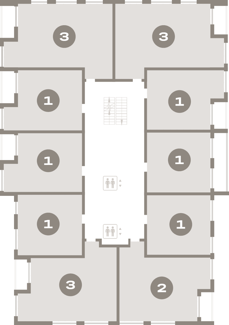 2-комнатная (Евро) квартира, 50.4 м² в ЖК "Северный ветер" - планировка этажа