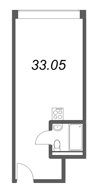 Квартира-студия, 33.05 м² в ЖК "Well Московский" - планировка, фото №1