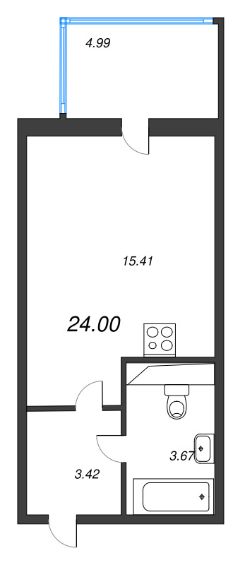 Квартира-студия, 23.8 м² в ЖК "Аквилон Stories" - планировка, фото №1