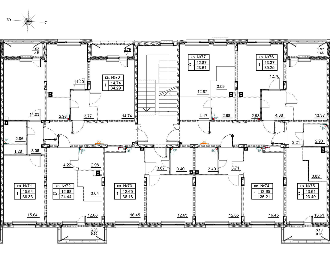 Квартира-студия, 23.7 м² - планировка этажа