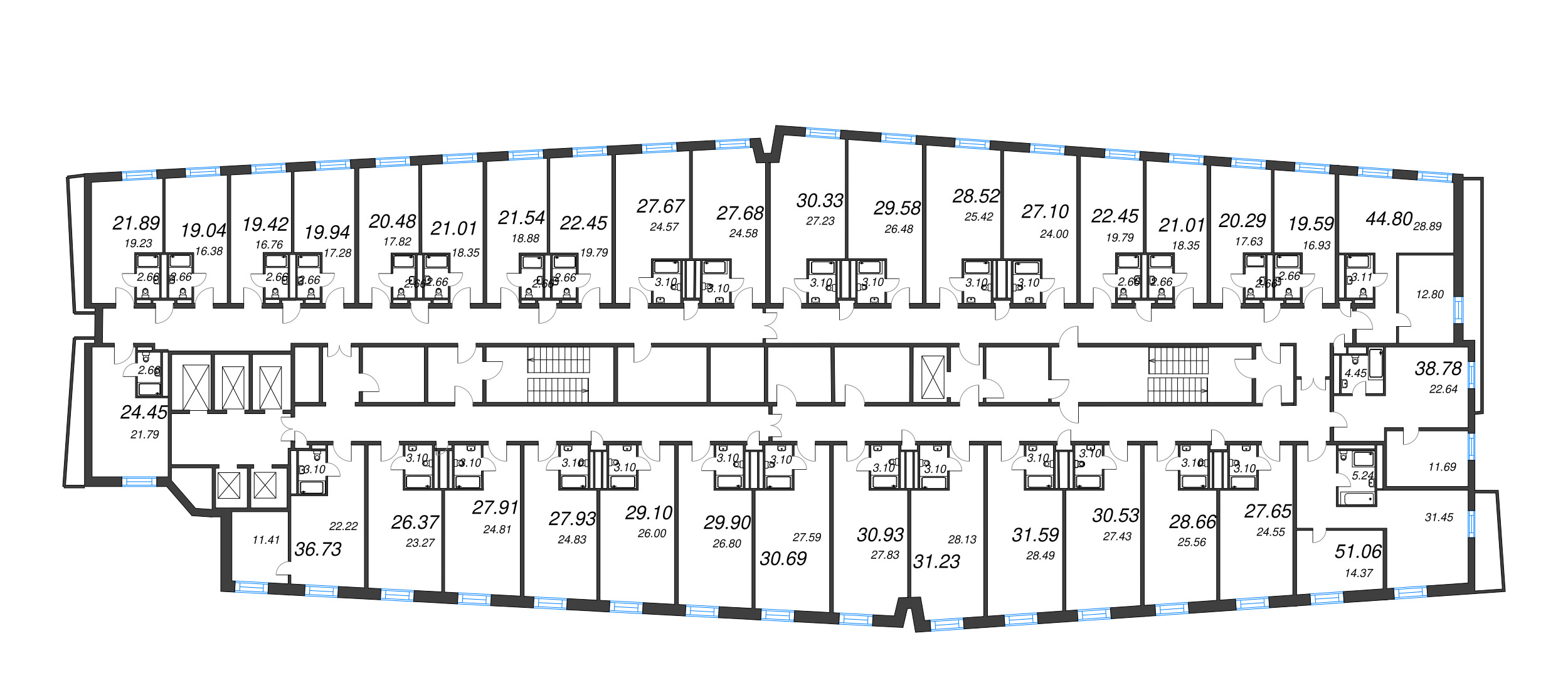 Квартира-студия, 19.04 м² в ЖК "YE’S Leader" - планировка этажа