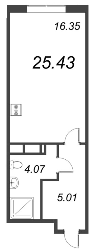 Квартира-студия, 25.43 м² в ЖК "VEREN NORT сертолово" - планировка, фото №1