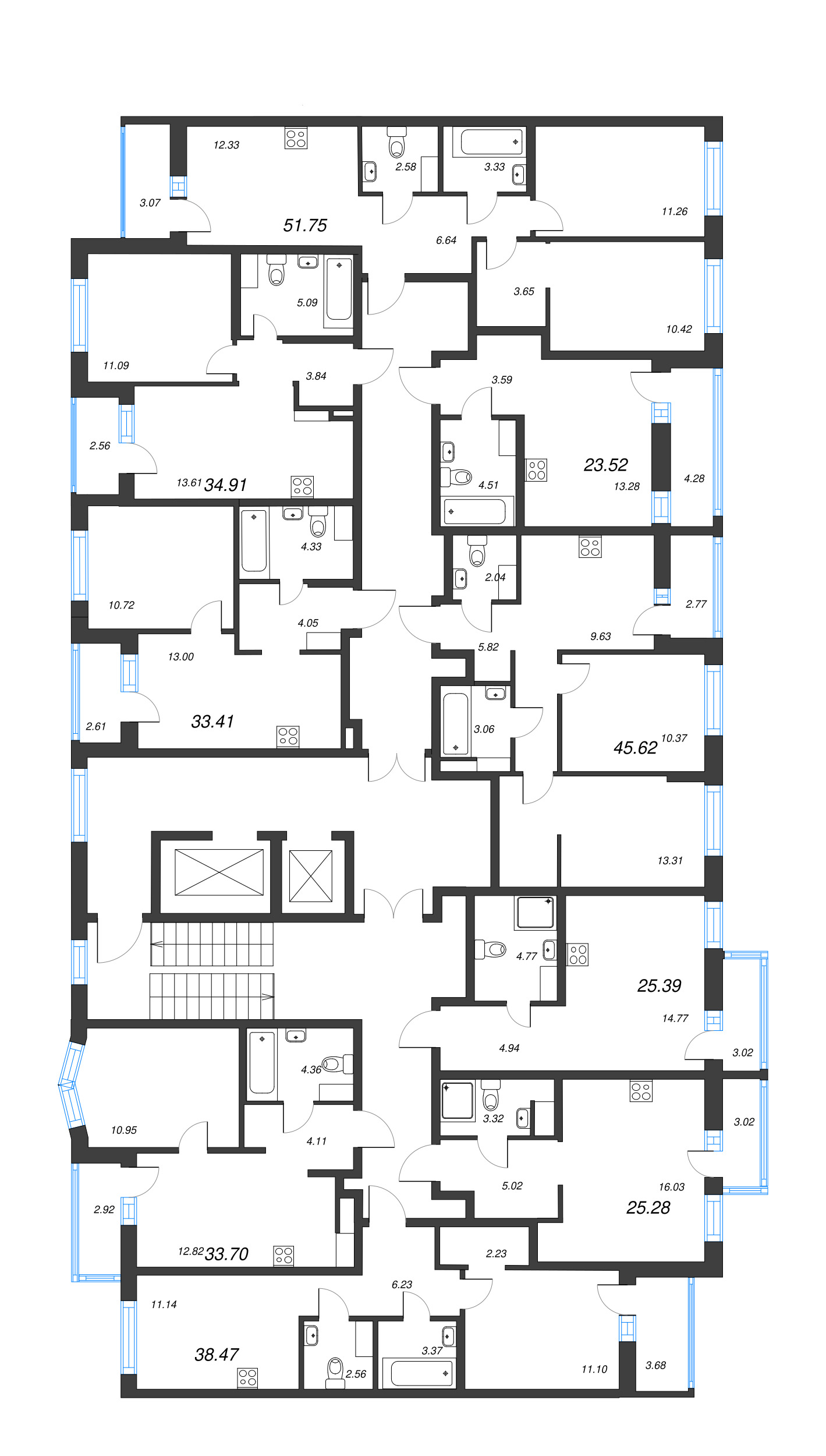 1-комнатная квартира, 33.7 м² - планировка этажа