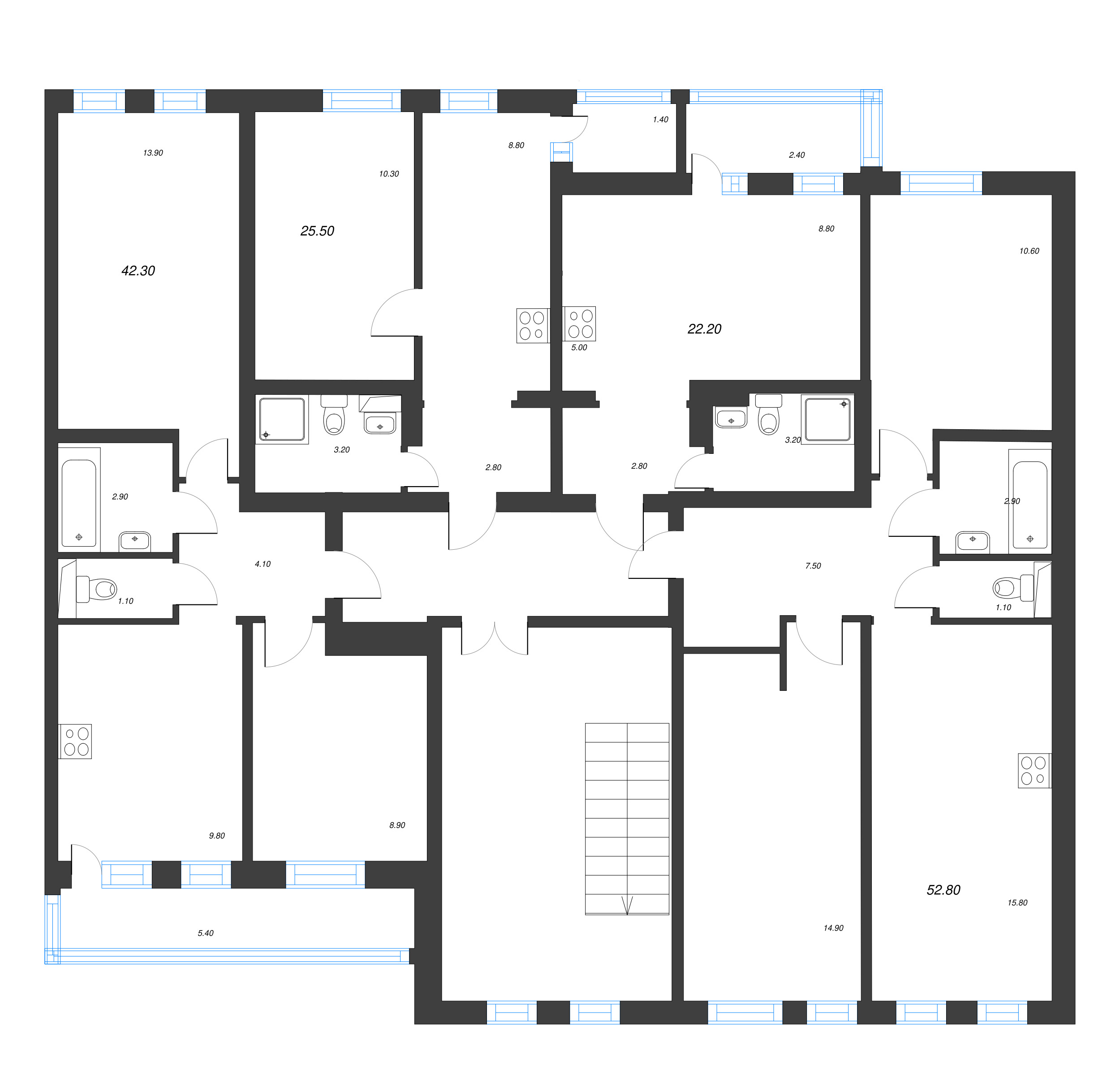 1-комнатная квартира, 25.5 м² в ЖК "ЭКО Квартал NEGA" - планировка этажа
