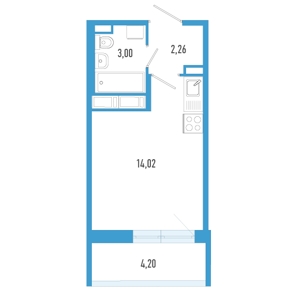 Квартира-студия, 20.54 м² в ЖК "AEROCITY" - планировка, фото №1
