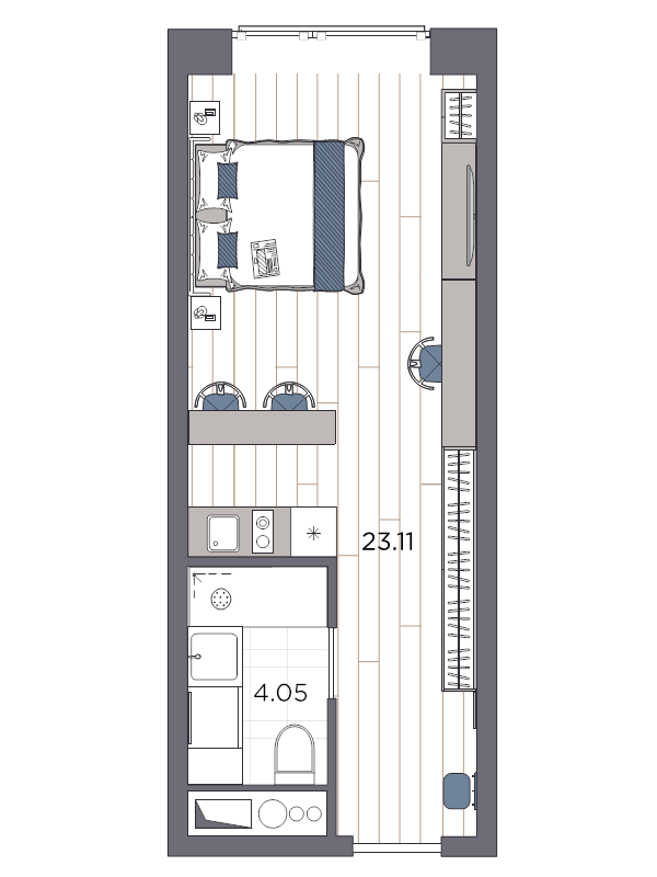 Квартира-студия, 27.16 м² - планировка, фото №1