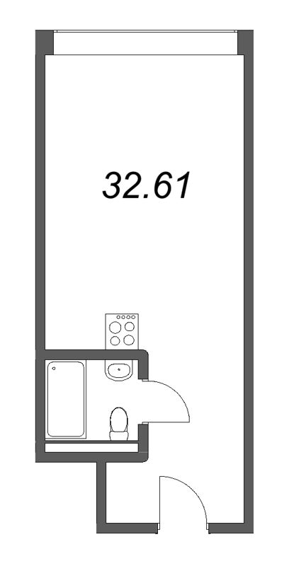 Квартира-студия, 32.61 м² в ЖК "Well Московский" - планировка, фото №1