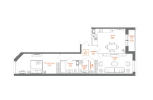 3-комнатная (Евро) квартира, 80.5 м² в ЖК "Monodom Line" - планировка, фото №1
