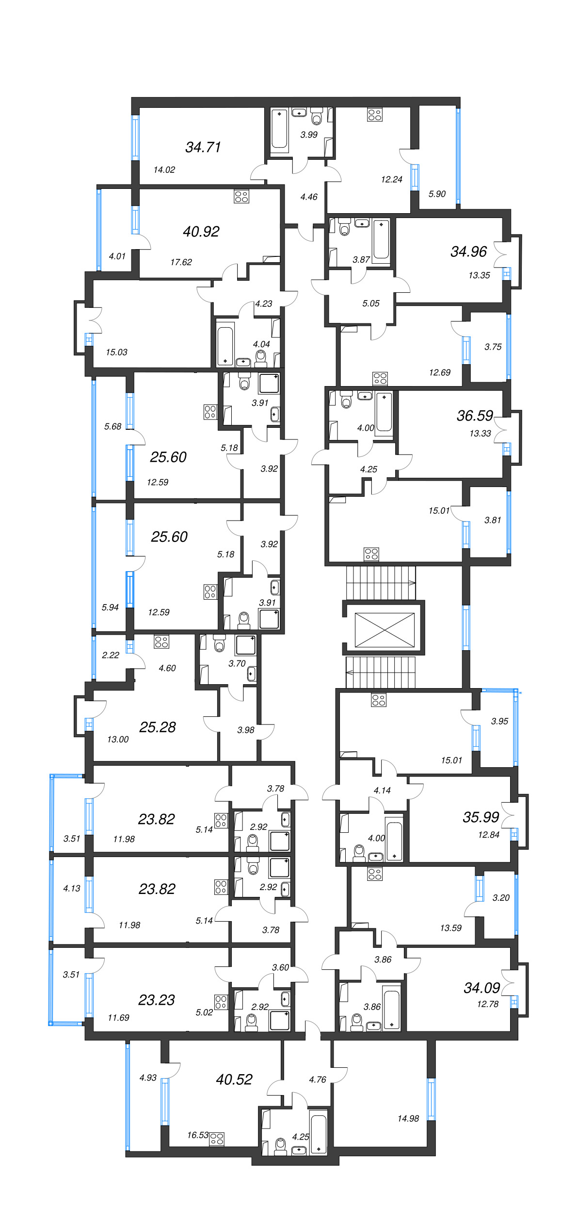 Квартира-студия, 23.82 м² в ЖК "Любоград" - планировка этажа