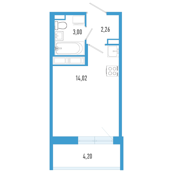 Квартира-студия, 20.54 м² - планировка, фото №1