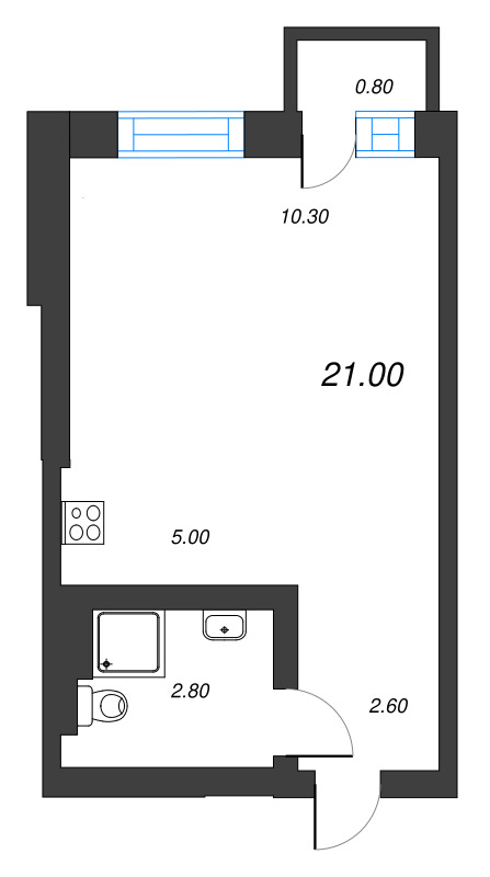 Квартира-студия, 21 м² в ЖК "ЭКО Квартал NEGA" - планировка, фото №1