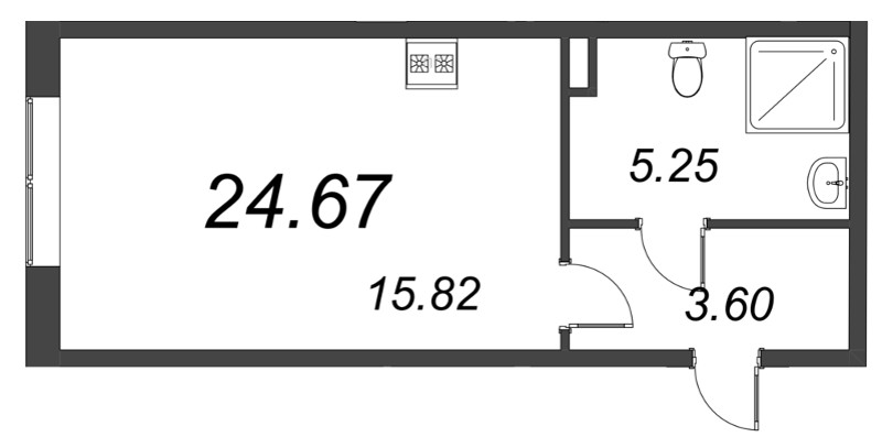 Квартира-студия, 24.67 м² в ЖК "VEREN NORT сертолово" - планировка, фото №1