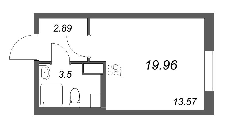 Квартира-студия, 19.96 м² в ЖК "Кинопарк" - планировка, фото №1