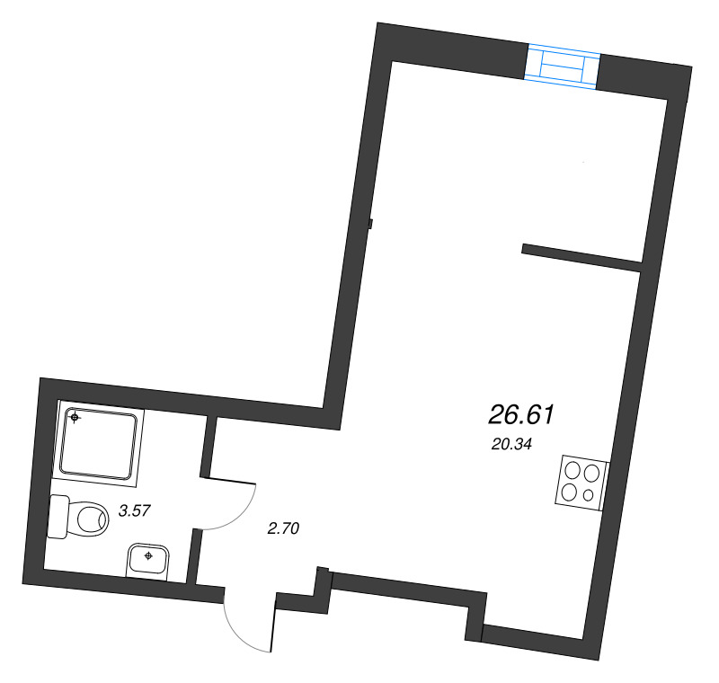 Квартира-студия, 26.61 м² в ЖК "Аквилон РИВА" - планировка, фото №1