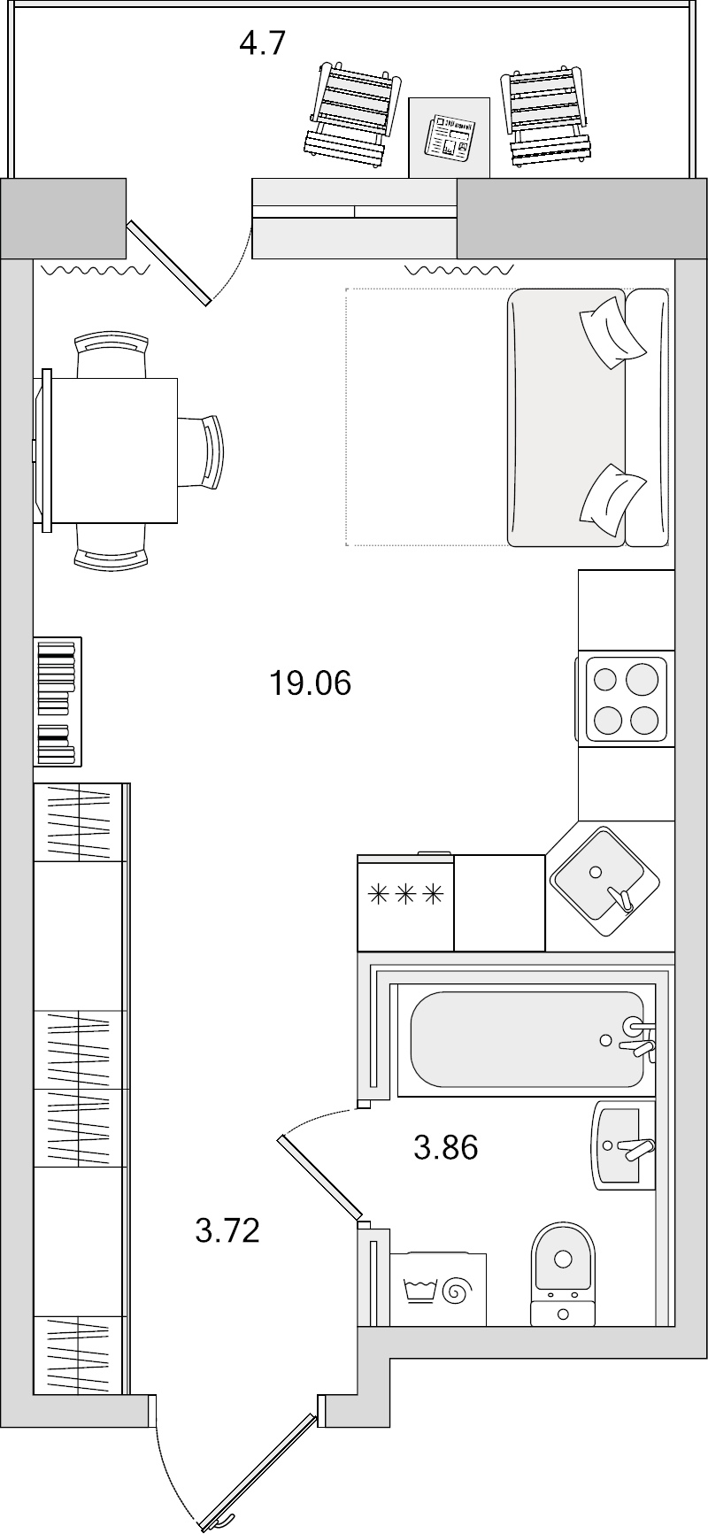 Квартира-студия, 31.34 м² в ЖК "Новые горизонты" - планировка, фото №1