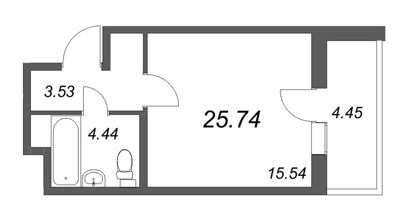 Квартира-студия, 25.74 м² - планировка, фото №1
