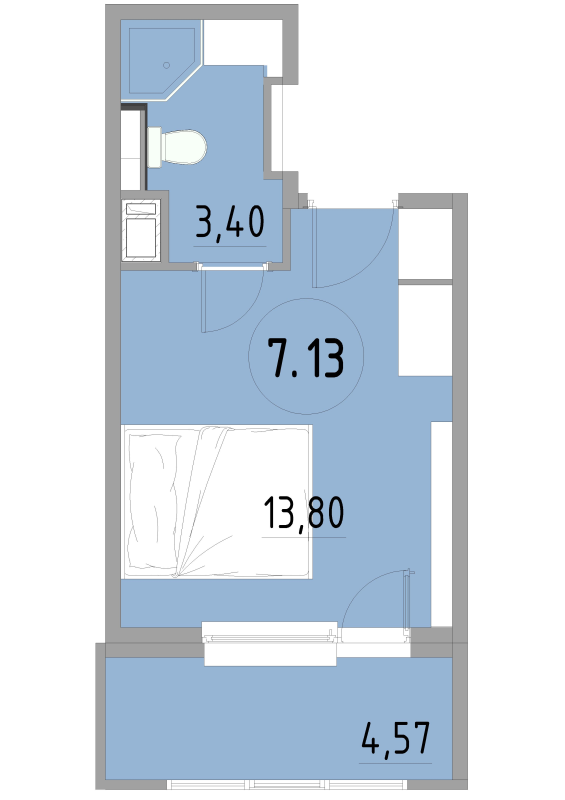 Квартира-студия, 21.9 м² в ЖК "Cosmos Smart Yuzhny" - планировка, фото №1