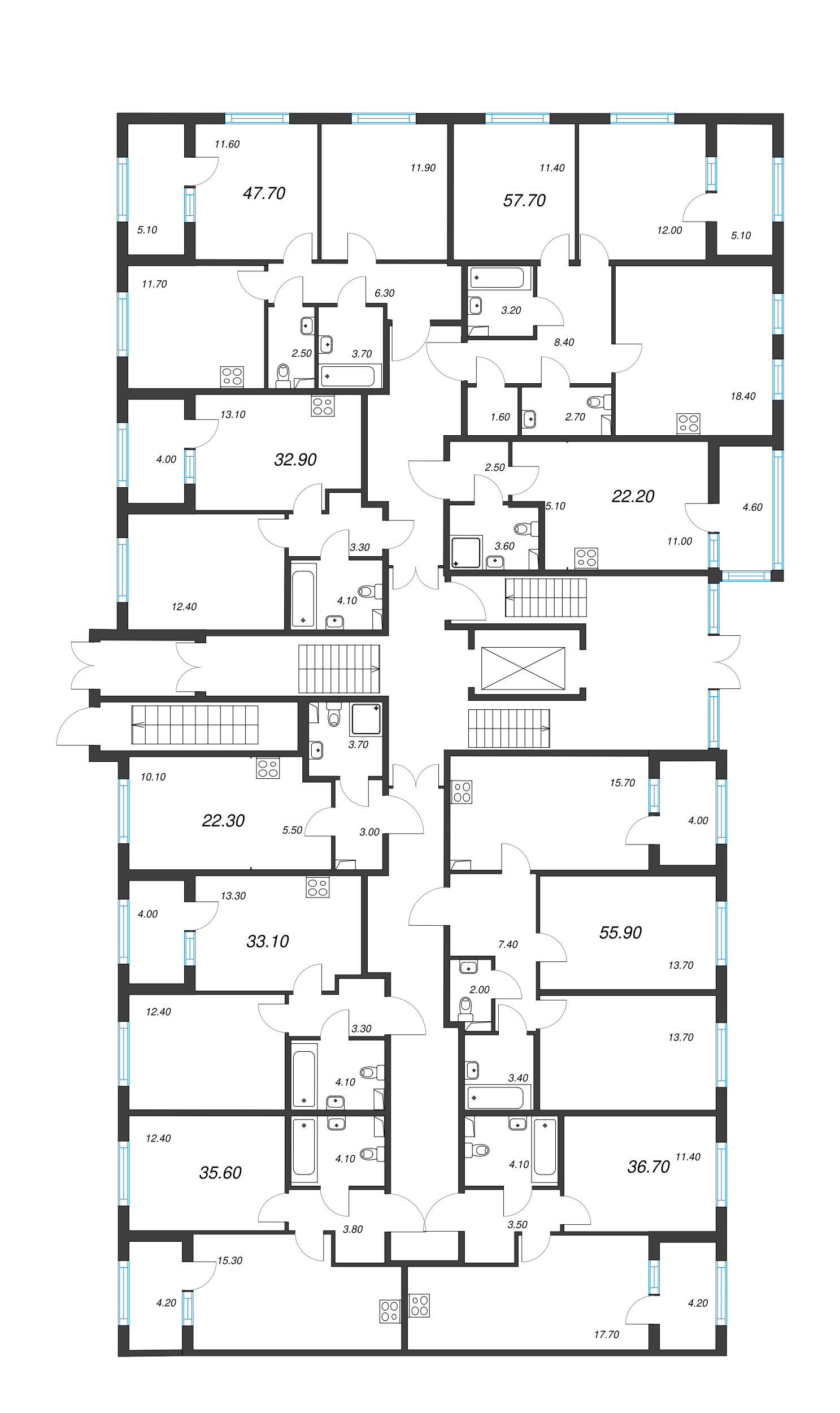 Квартира-студия, 22.3 м² - планировка этажа