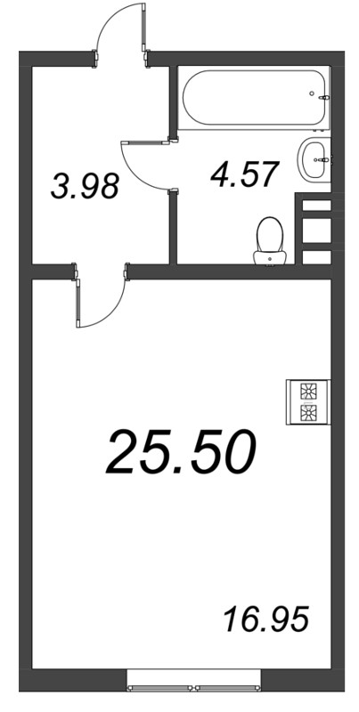Квартира-студия, 25.5 м² в ЖК "Pixel" - планировка, фото №1