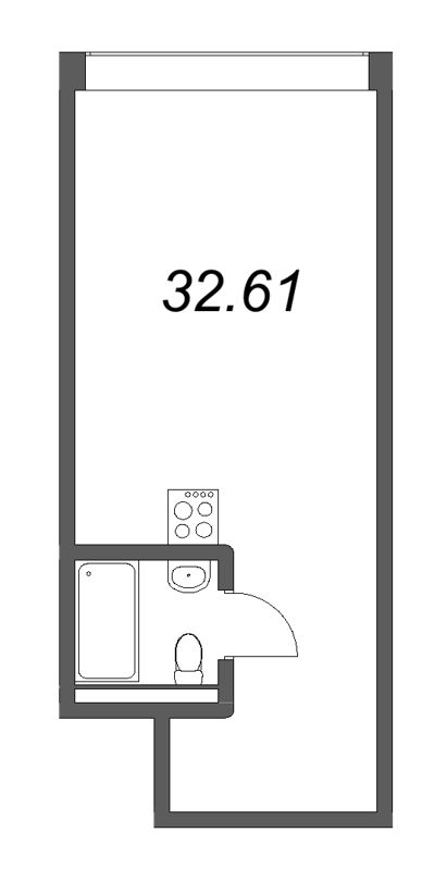 Квартира-студия, 32.61 м² - планировка, фото №1