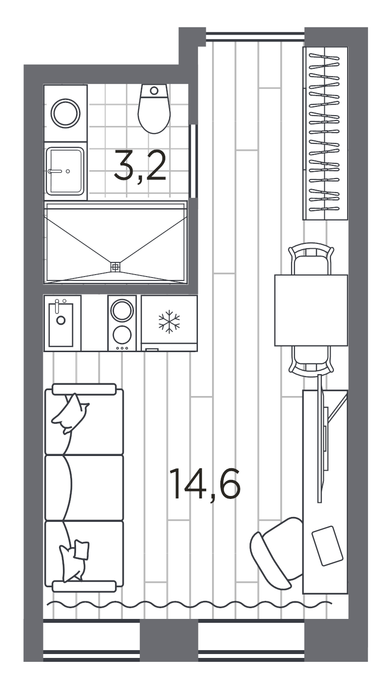 Квартира-студия, 17.8 м² в ЖК "Industrial Avenir" - планировка, фото №1