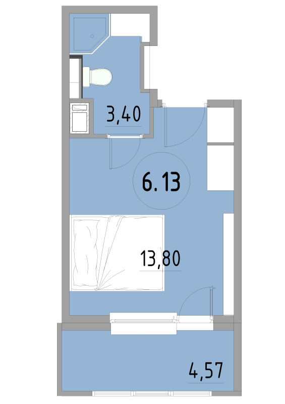Квартира-студия, 21.9 м² в ЖК "Cosmos Smart Yuzhny" - планировка, фото №1