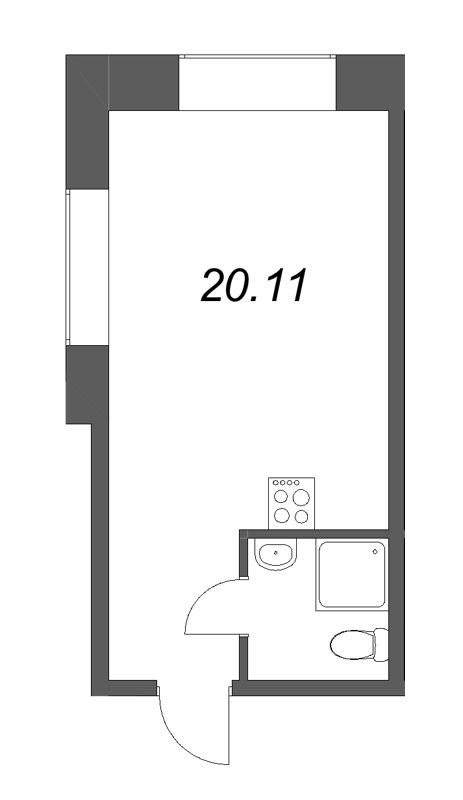 Квартира-студия, 20.11 м² в ЖК "Димитрова, 4" - планировка, фото №1