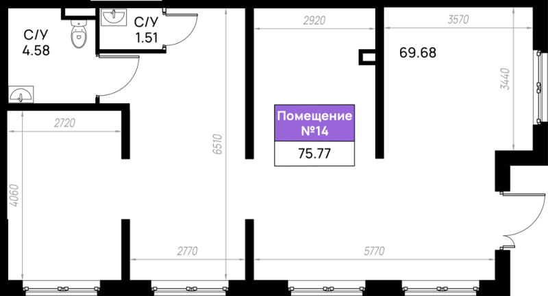 Помещение, 75.77 м² в ЖК "Имена" - планировка, фото №1