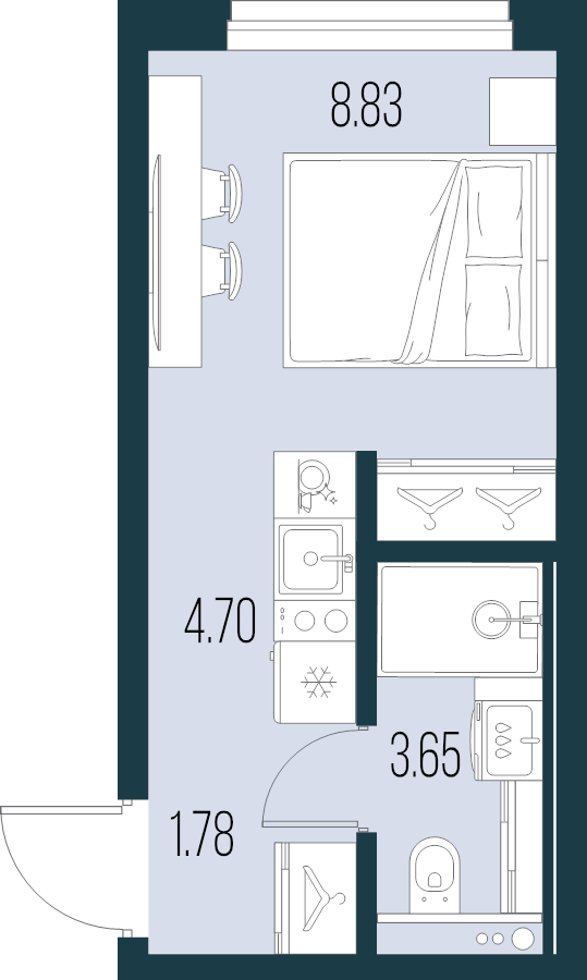 Квартира-студия, 18.96 м² в ЖК "Новая Земля" - планировка, фото №1