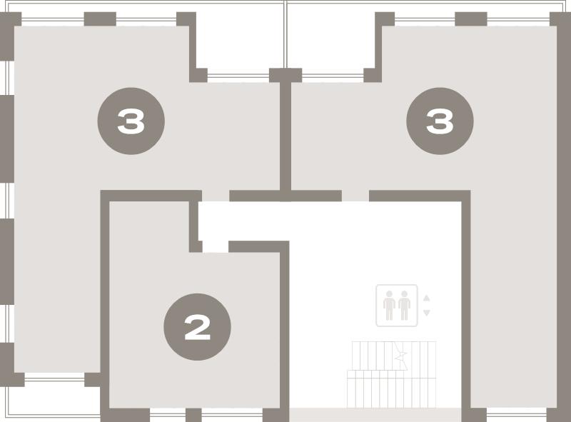 2-комнатная (Евро) квартира, 41.4 м² в ЖК "Северный ветер" - планировка этажа