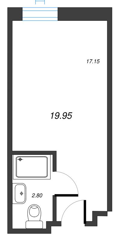 Квартира-студия, 20.16 м² - планировка, фото №1